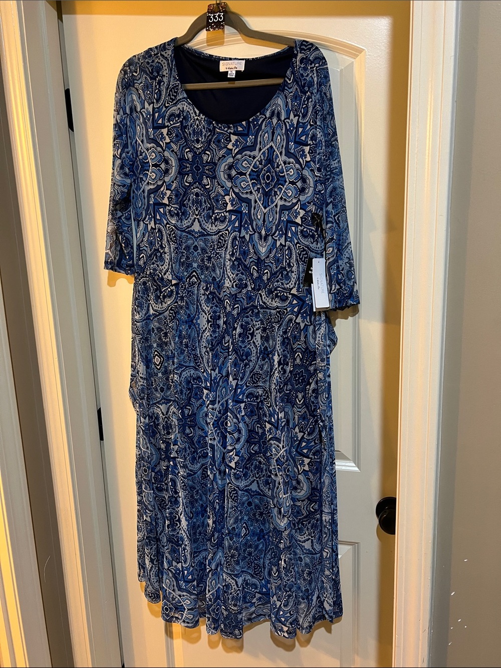 Signature by Robbie Bee Blue Paisley Midi Dress H333